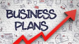 Business Plans with a graph arrow pointing up