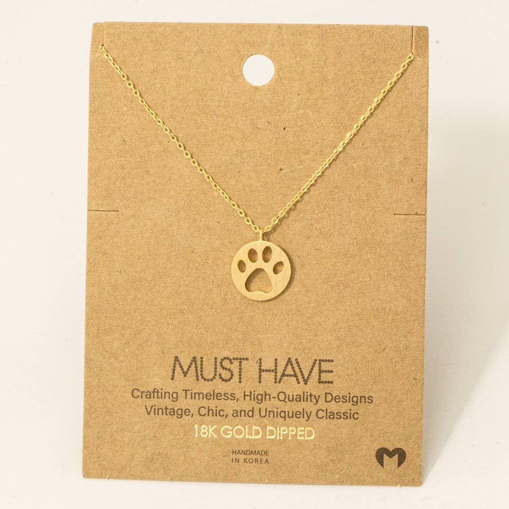 Gold Paw Print Pendant Necklace