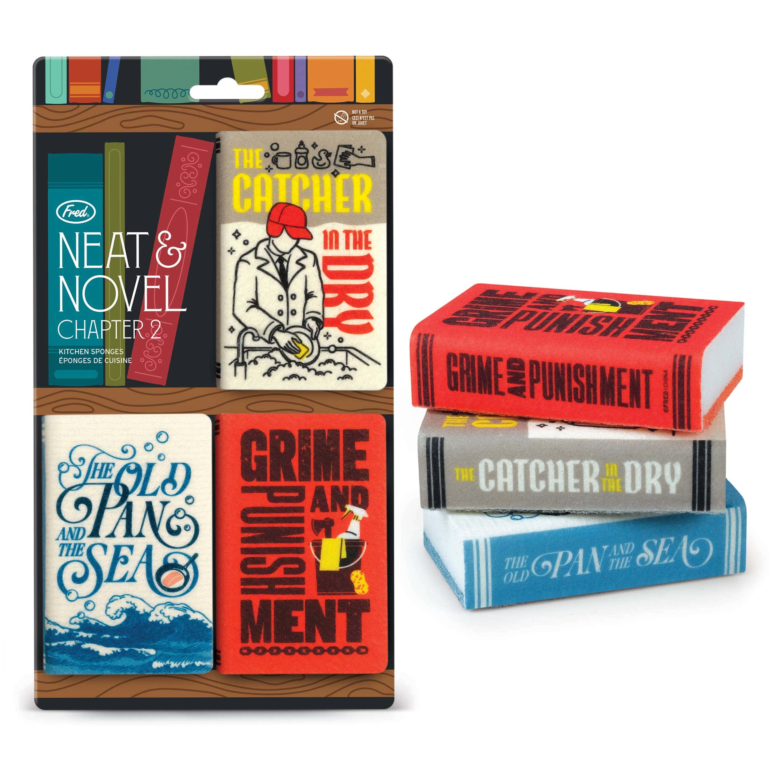 Packaging of Neat & Novel chapter books with colorful designs and text.