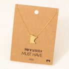Gold Minnesota State Pendant Necklace