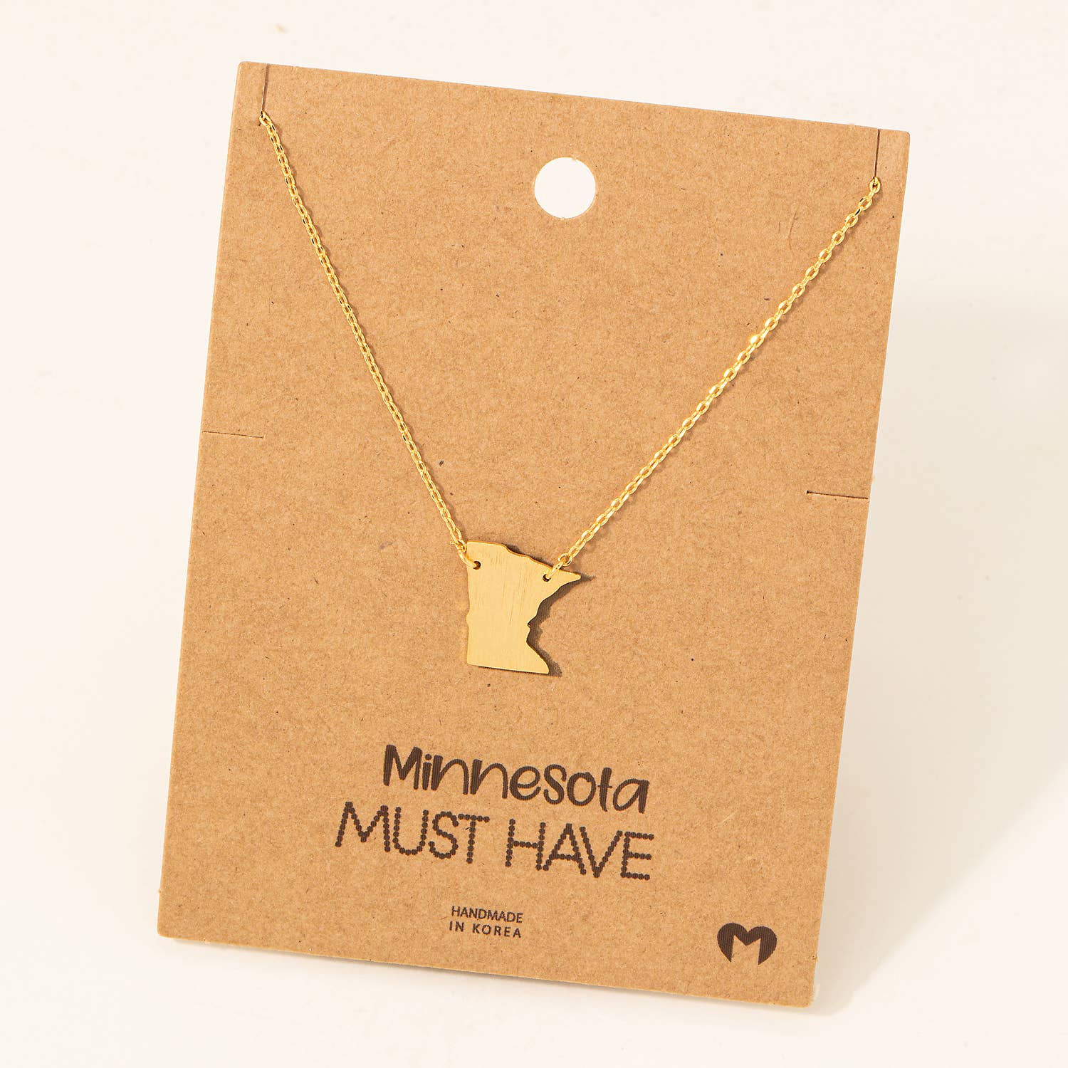 Gold Minnesota State Pendant Necklace