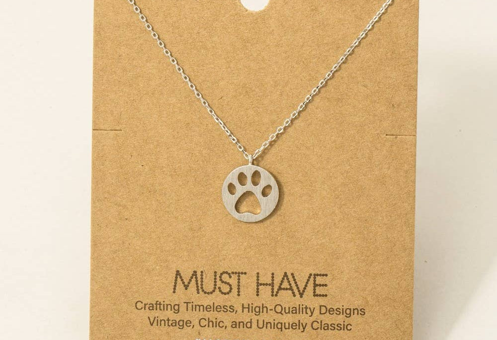 Silver Paw Print Pendant Necklace