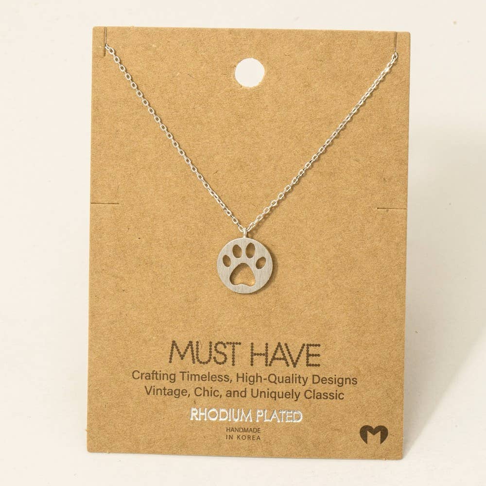 Silver Paw Print Pendant Necklace