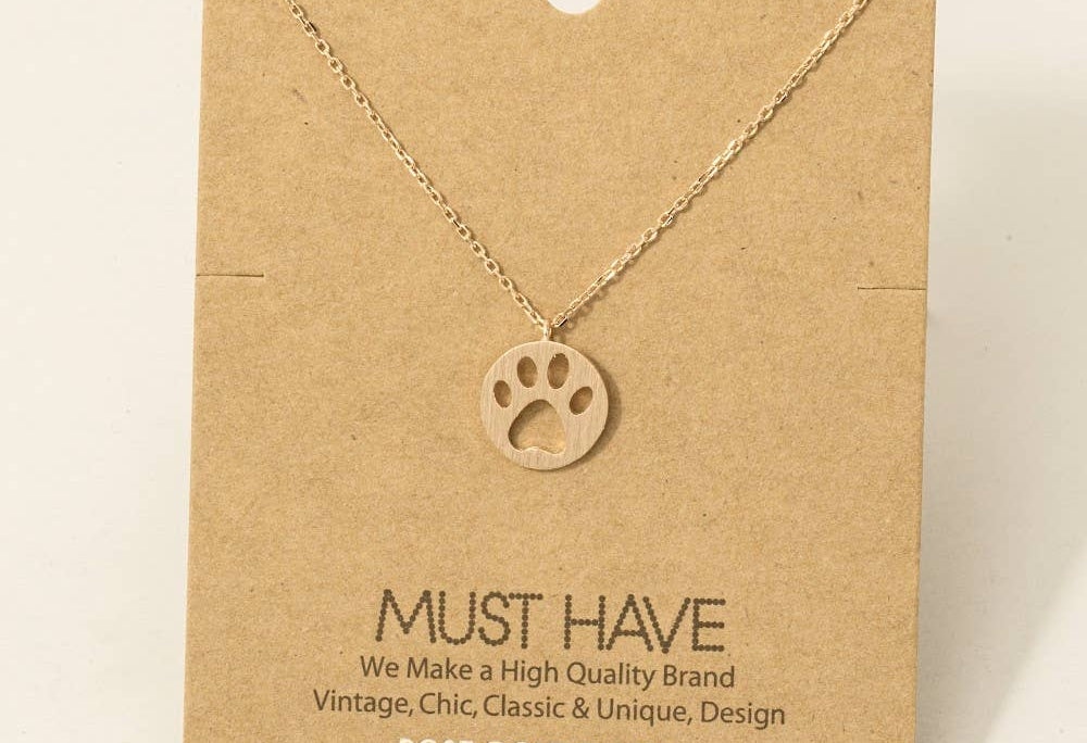 Rose Gold Paw Print Pendant Necklace