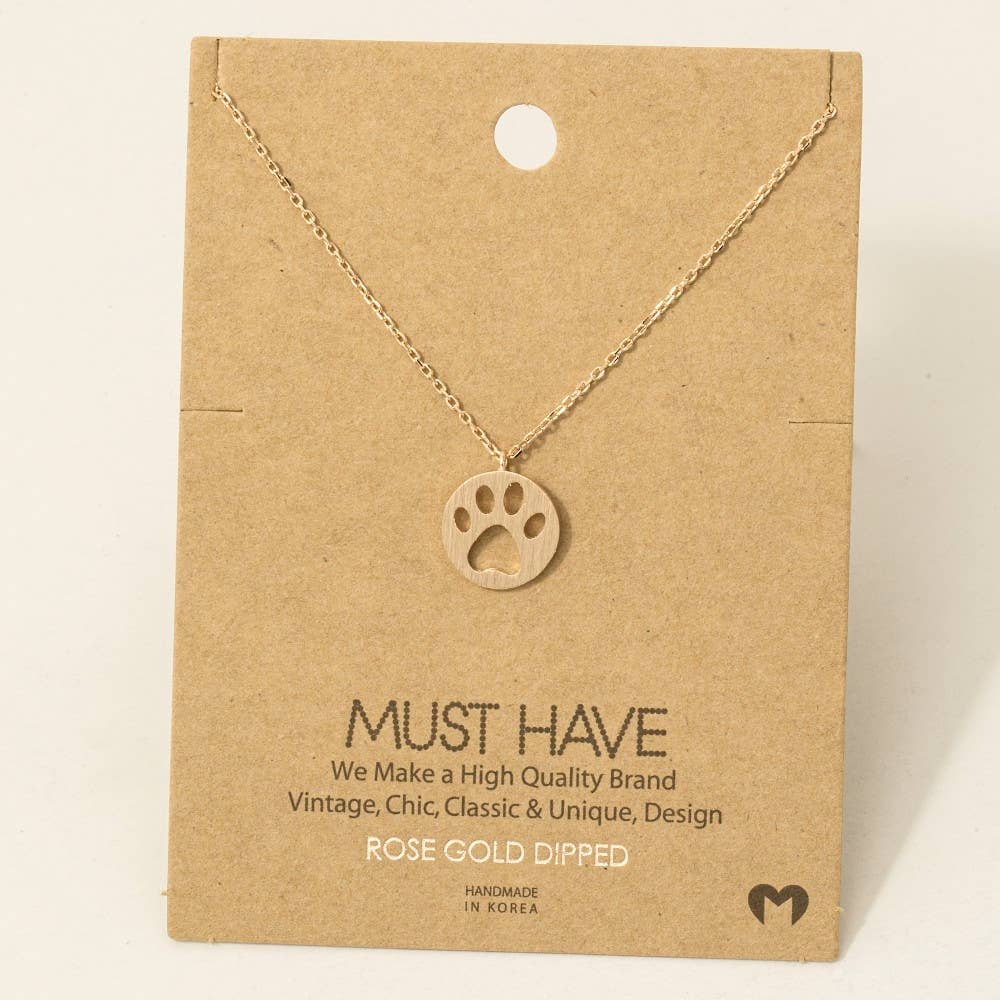 Rose Gold Paw Print Pendant Necklace