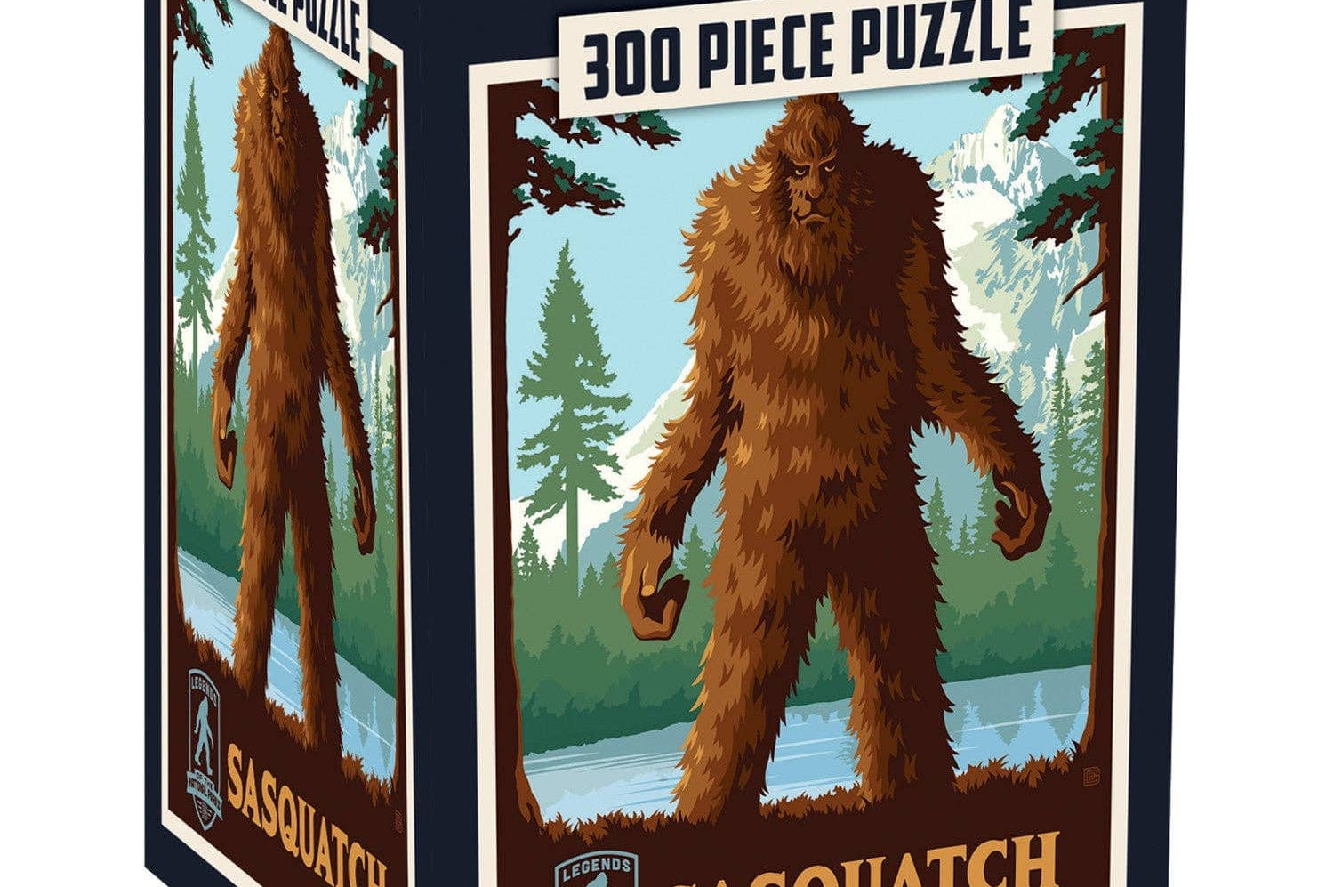Sasquatch-themed 300 piece puzzle box with forest design