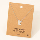 Silver Minnesota State Pendant Necklace