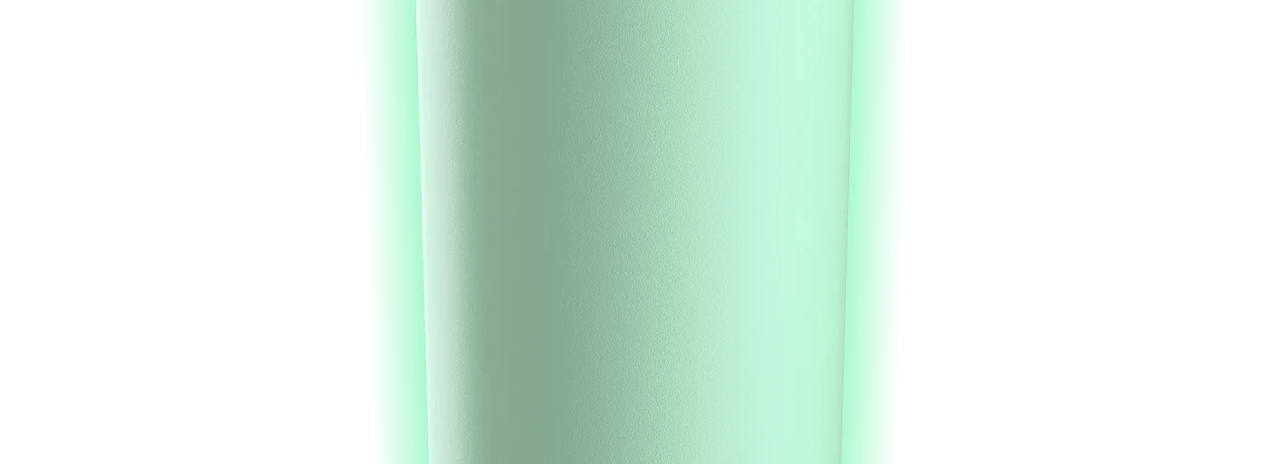 A green Universal Frost Buddy XL, a can and bottle cooler with a double-walled stainless steel lid.