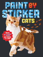 Book cover of 'Paint by Sticker Cats' with a cat illustration and text on a dark background