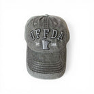 Gray cap with 'UFFDA' text embroidered. 