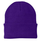 Purple beanie on a white background