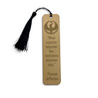 Rebel Loon engraved wood bookmark with black tassel