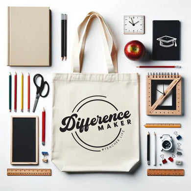 Difference Maker #TeacherLife Canvas Tote