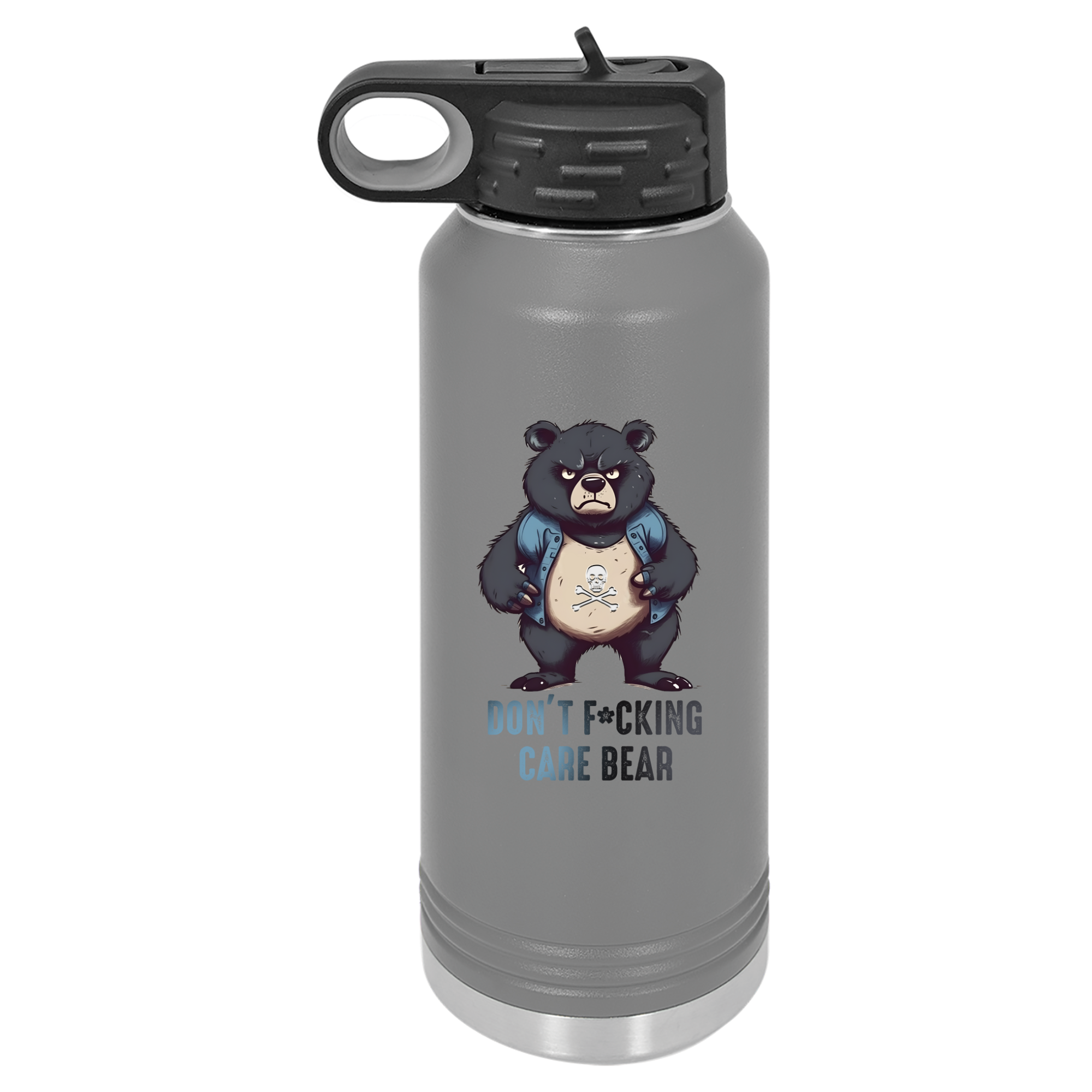 Don't Fucking Care Bear  Insulated Bottle with Straw and Spout