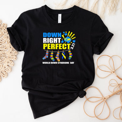 Down Right Perfect World Down Syndrome Awareness T-Shirt