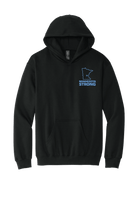 Black hoodie with 'Minnesota Strong' logo on a white background
