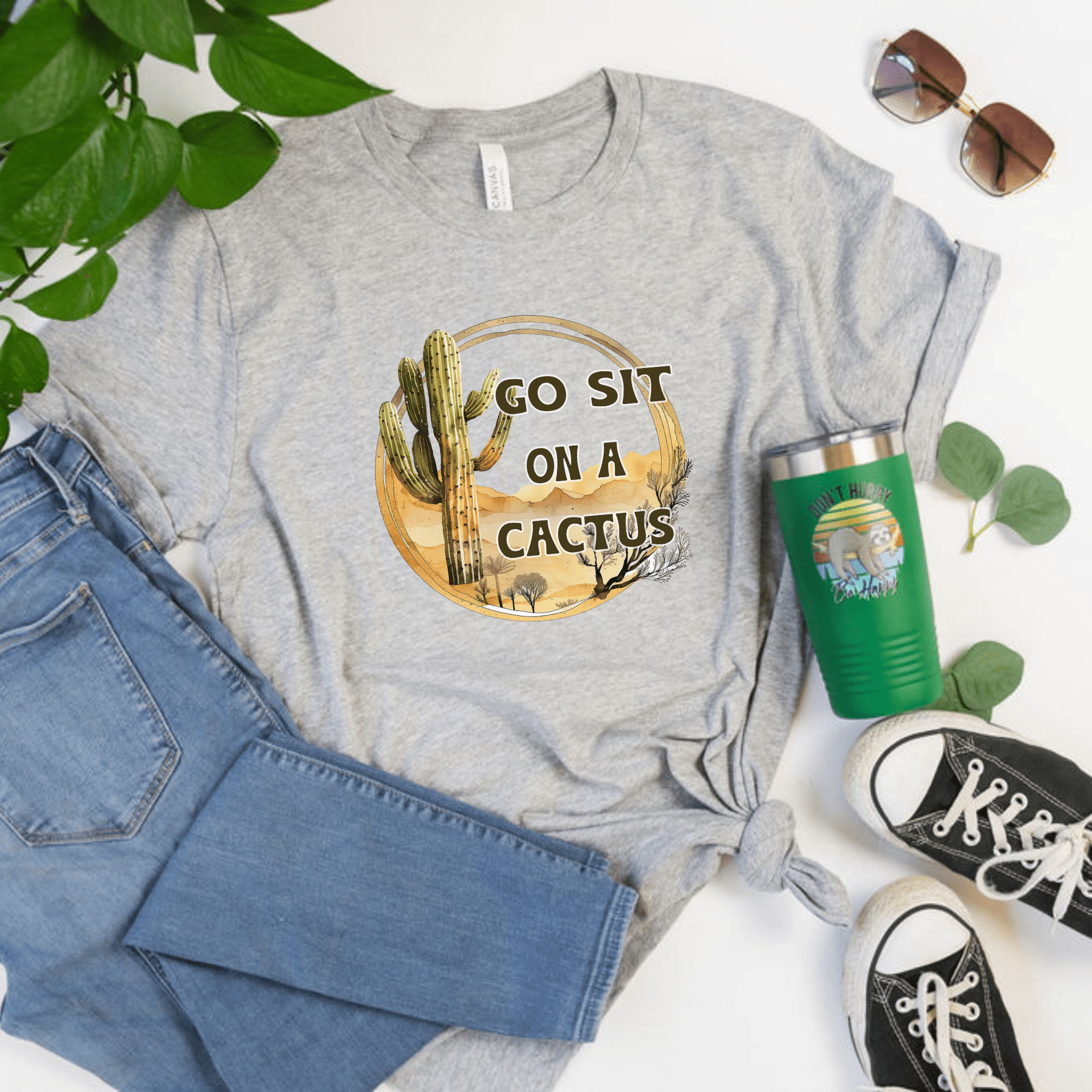 Go Sit on a Cactus T-Shirt 3XL / Athletic Grey / Short Sleeve