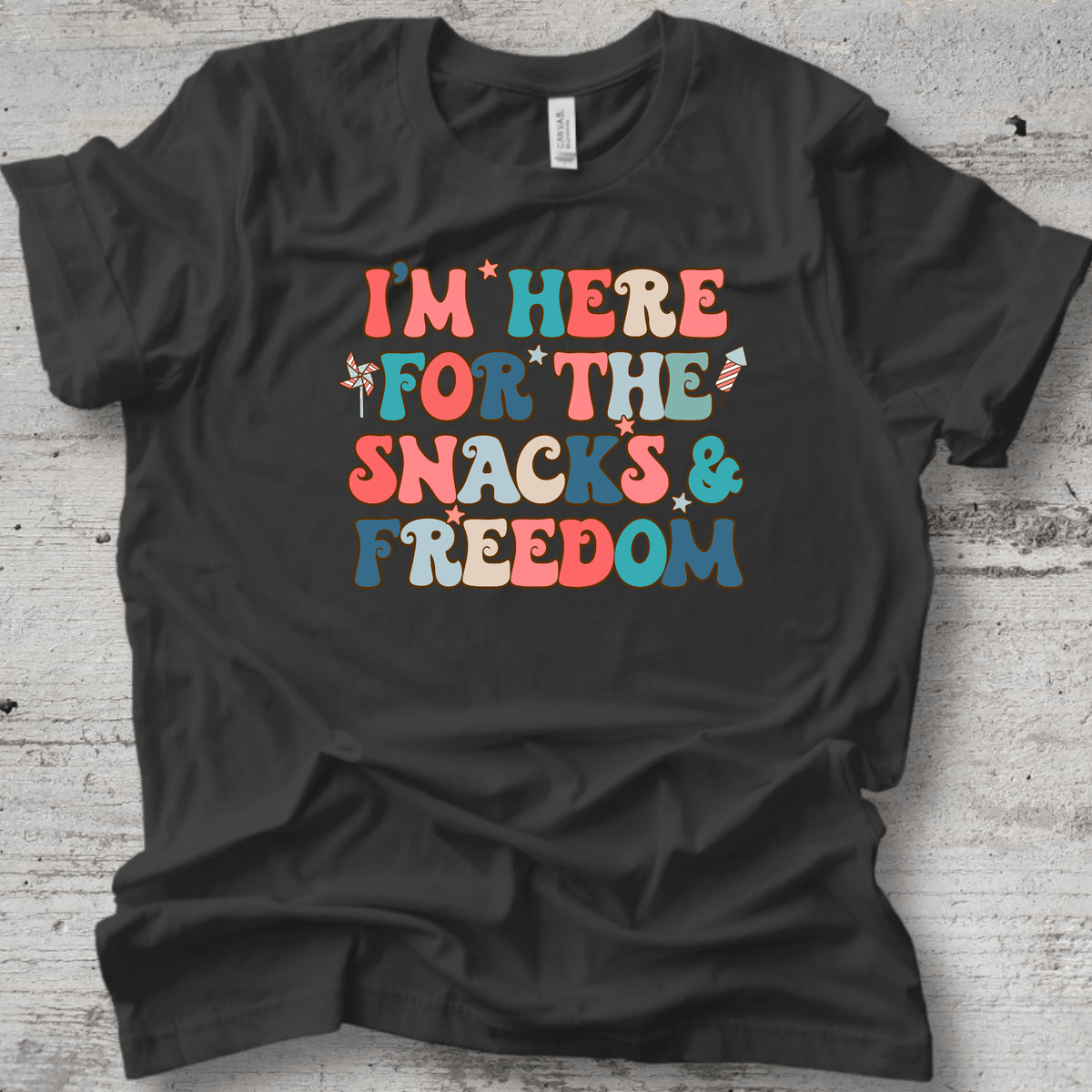 Here for the Snacks and Freedom Adult T-Shirt – Fuzzy Loon Designs