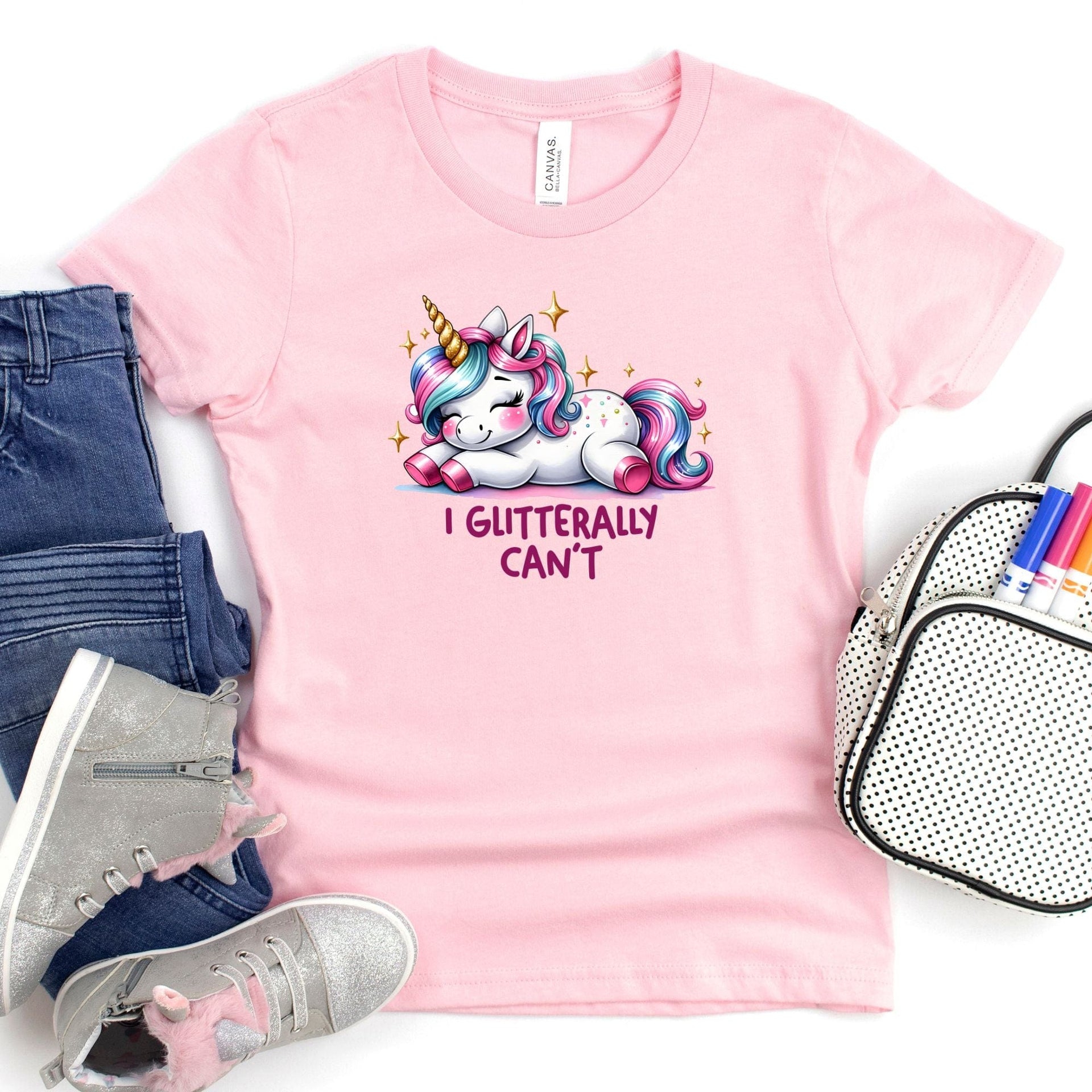 I Glitterally Can't Unicorn Kids T-Shirt 2T White