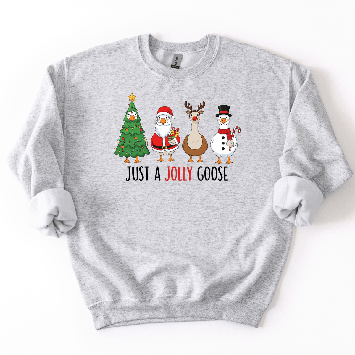 Just a Jolly Goose Crew Neck Sweatshirt | Funny Christmas Apparel ...