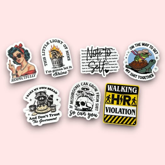 7 stickers that were included in March 2025 Sticker club