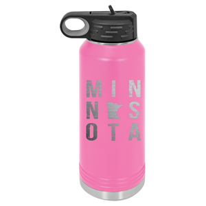 Minnesota Square Design | Engraved Insulated Bottle with Straw and Spout