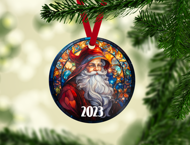 Classic Santa 2023 Acrylic Round Ornament