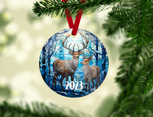 Deer 2023 Acrylic Round Ornament