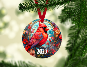 Red Cardinal 2023 Acrylic Round Ornament