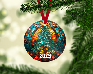 Christmas Tree 2023 Acrylic Round Ornament