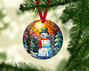 Snowman 2023 Acrylic Round Ornament