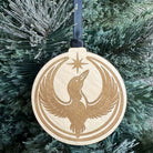 Front view of the Rebel Loon engraved wood Christmas ornament