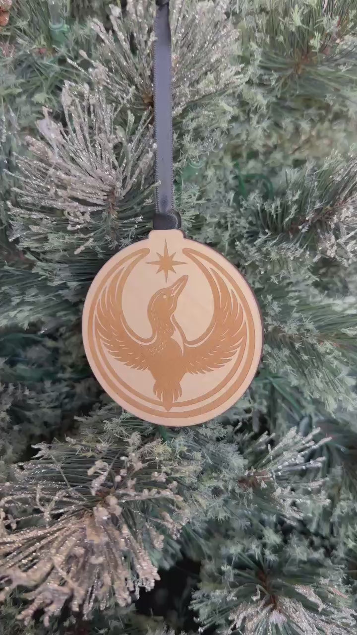 Rebel Loon Engraved Round Wood Ornament
