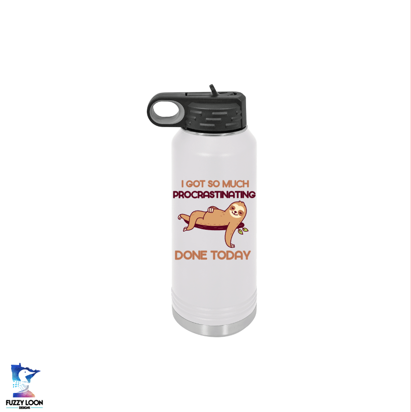 Procrastination Sloth | Insulated Bottle with Straw and Spout