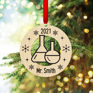 Personalized Wood Teacher Ornament | Science
