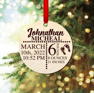 Personalized Birth Announcement Wood Ornament