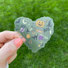 Transparent Boo Halloween Heart Sticker