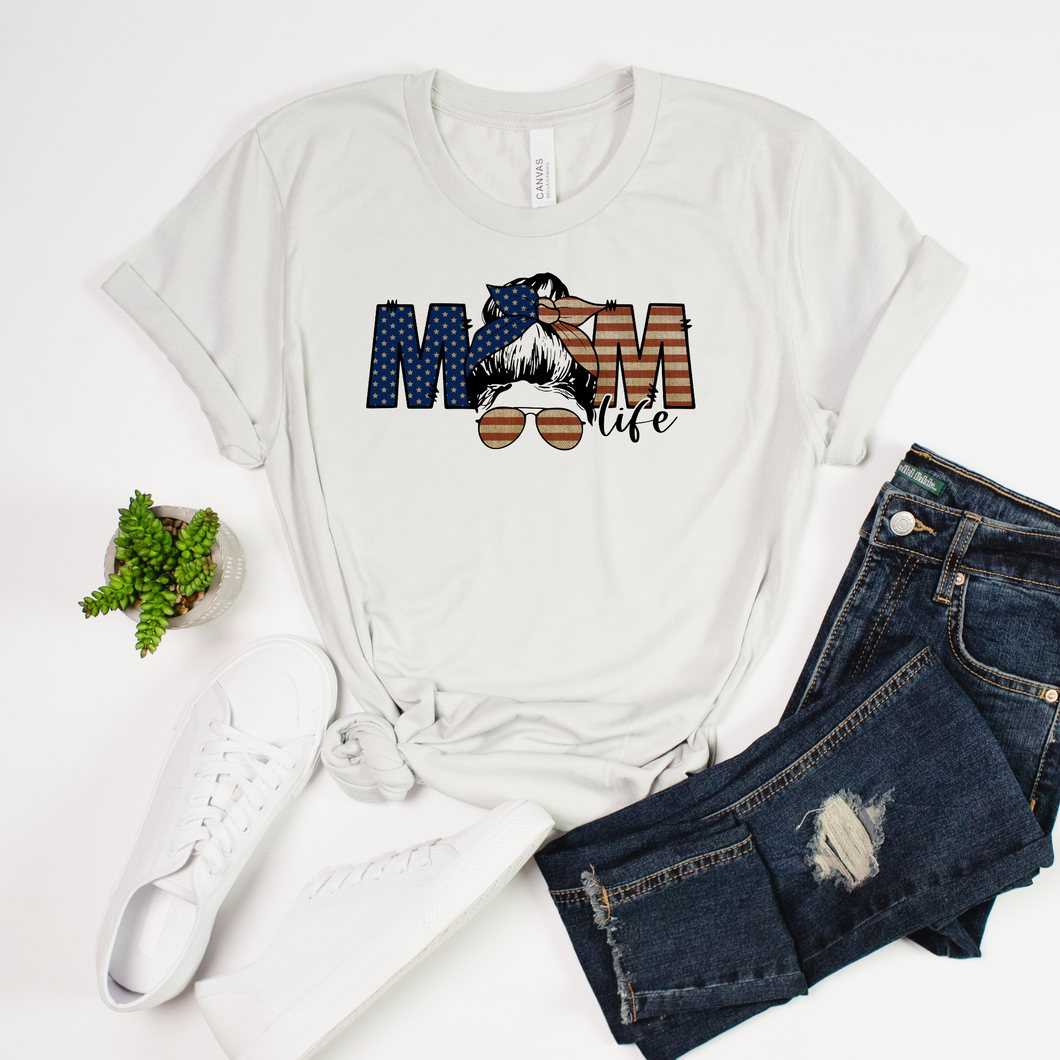 American Flag Mom Life T-Shirt