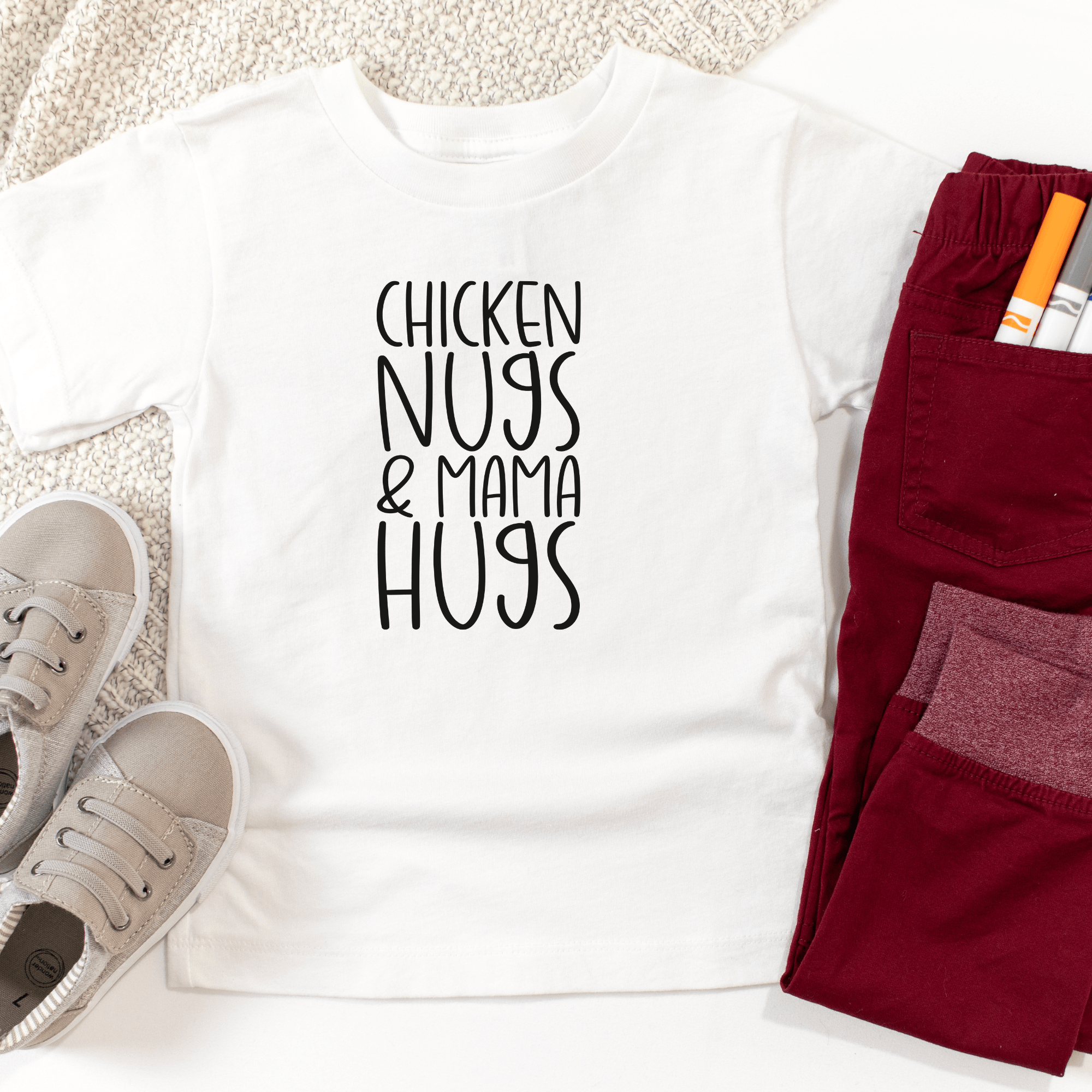 Chicken Nugs and Mama Hugs Kids T Shirt