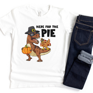 Here for the Pie Dabbing Dinosaur Kids T-Shirt