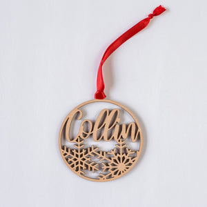 Personalized Wood Snowflake Ornament