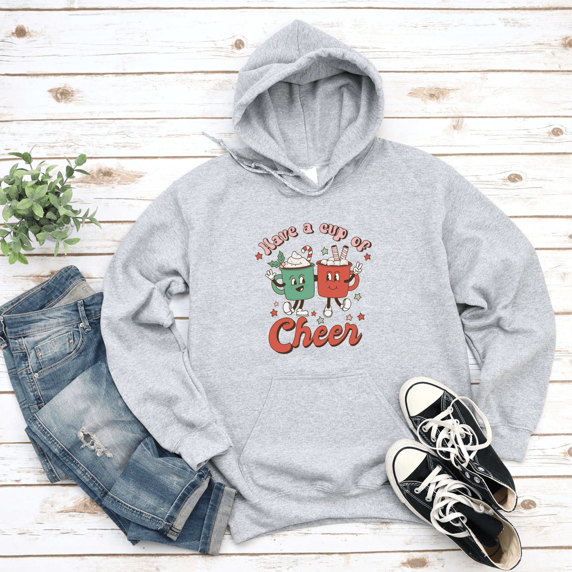 Retro Christmas Have a Cup of Cheer Hoodie Sweatshirt – Fuzzy Loon