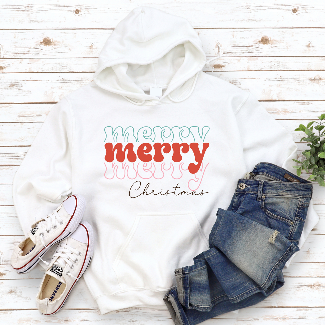 Merry Merry Merry Christmas Retro Christmas Hoodie Sweatshirt