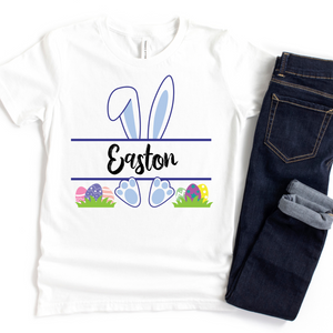 Personalized Easter Blue Bunny Kids T-Shirt
