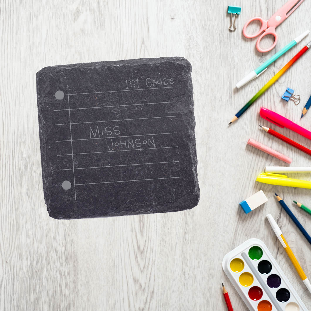Personalized Teacher Notebook | Slate Coaster Set