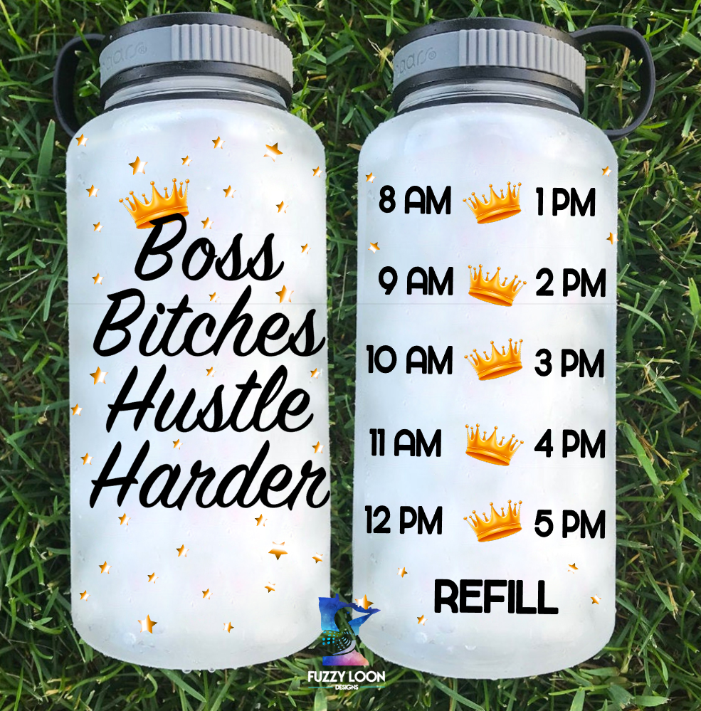 Boss Bitches Hustle Harder Water Bottle | 34oz