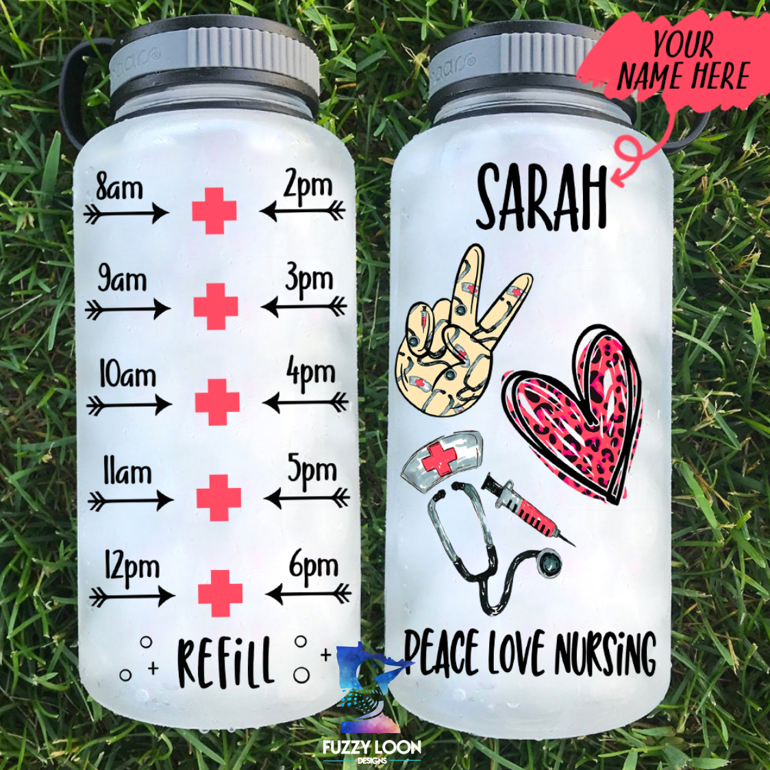 Personalized Nurse Water Bottle | 34 oz