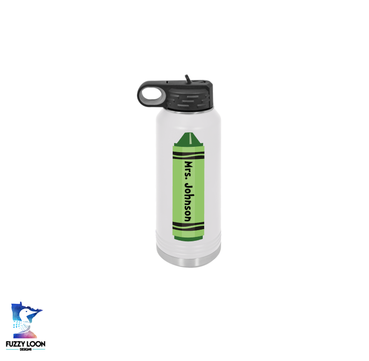 Teacher Crayon | Insulated Bottle with Straw and Spout