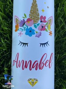 Personalized Unicorn Bottle | Insulated Bottle with Straw and Spout