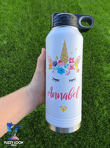 Personalized Unicorn Bottle | Insulated Bottle with Straw and Spout